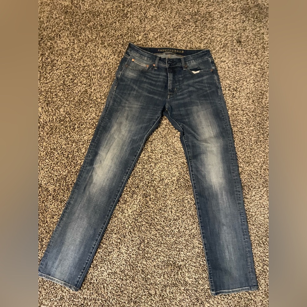American Eagle Outfitters Blue Relaxed Jeans with Classic Indigo Wash